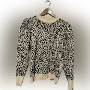 Who What Wear Leopard Print Sweater with Puff Sleeves-Size Medium